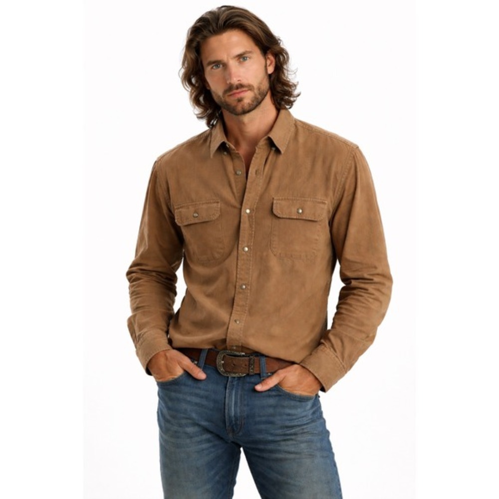 Alesbury‎ Button Down Pearl Snap Buttons Shirt Men XL Brown NWT